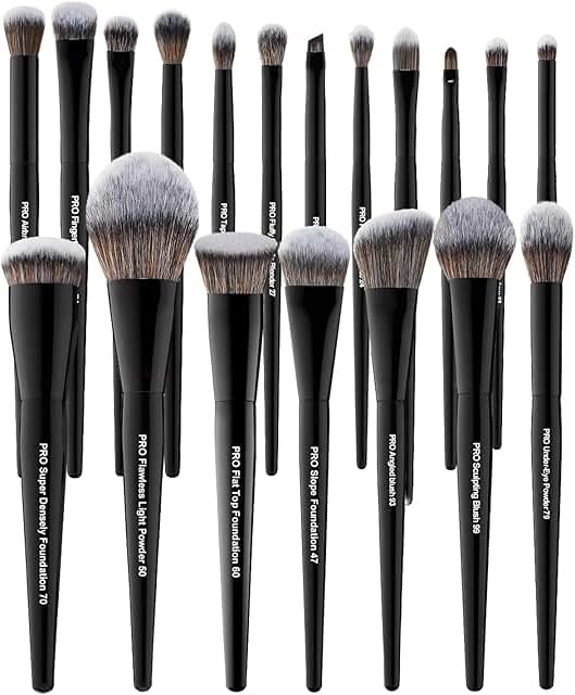 19-Piece Professional Makeup Brush Set with Synthetic Hair