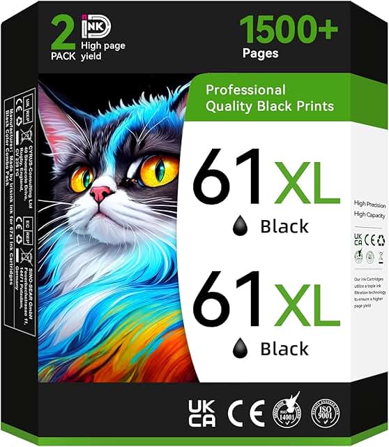 Black Ink Cartridges for HP Envy, Officejet, DeskJet