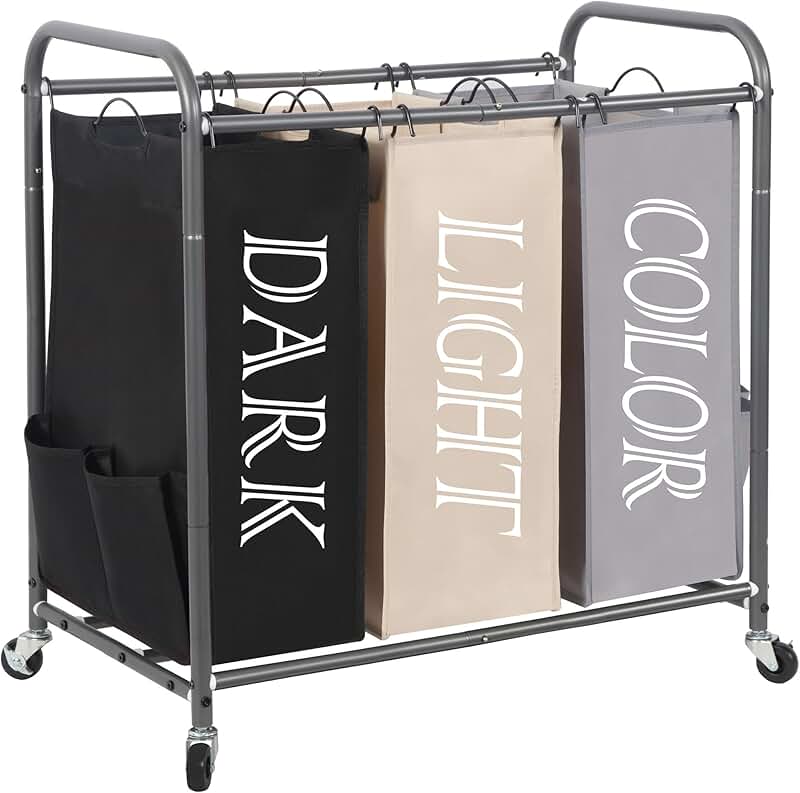 Rolling Storage Bin with Dividers and Basket for Kitchen and Bathroom