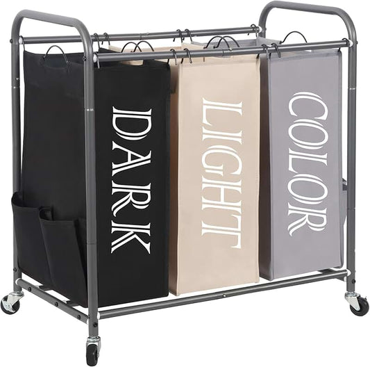 Rolling Storage Bin with Dividers and Basket for Kitchen and Bathroom