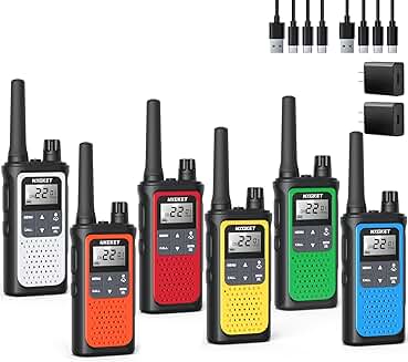 Long Range Rechargeable Walkie Talkies with Weather Alerts (6 Pack)