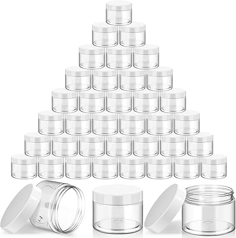 36 White 10 oz Plastic Jars with Lids for Storage