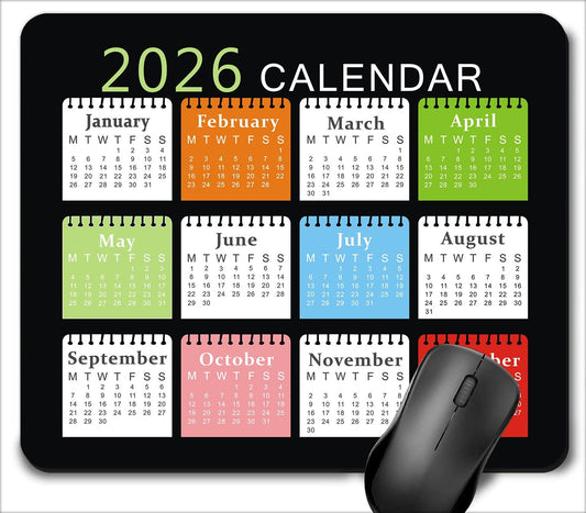 Colorful 2026 Calendar Mouse Pad for Office and Gaming