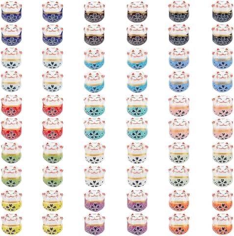60 pcs Ceramic Lucky Cat Beads for Jewelry Making