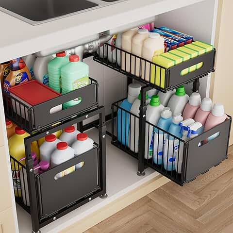 Two-Tier Under Sink Organizer with Adjustable Height