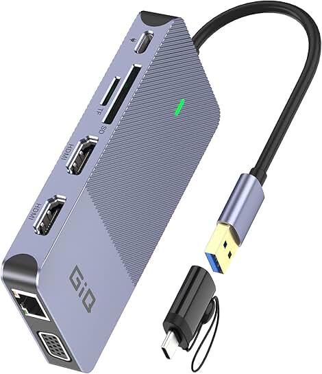 USB C Docking Station with Dual HDMI and VGA