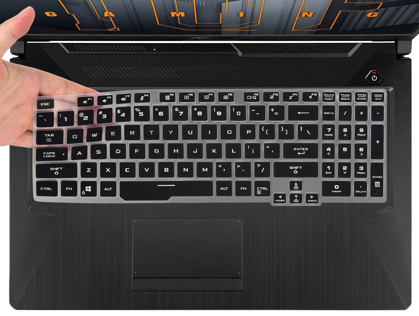Black keyboard cover for gaming laptops