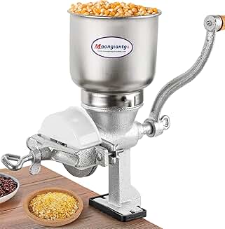 Hand Crank Cast Iron Grain Mill with Large Hopper