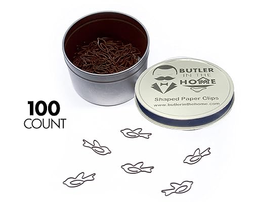 Bird-Shaped Paper Clips in Tin, 100 Count