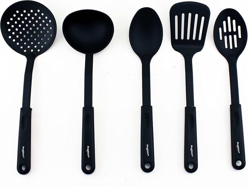 5-Piece Nylon Cooking Utensil Set with Wide Handles
