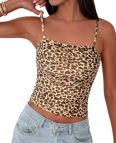 Women's Floral Spaghetti Strap Tank Top with Square Neck