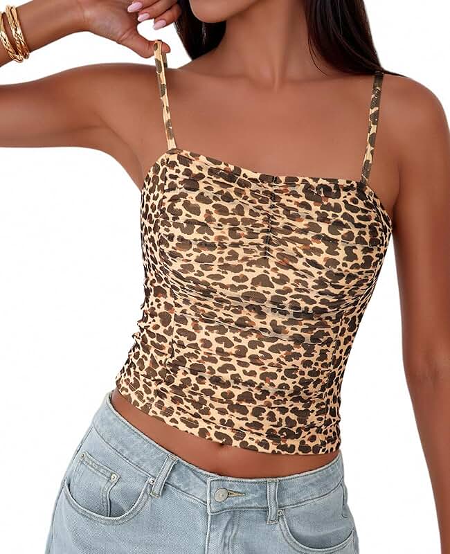 Women's Floral Spaghetti Strap Tank Top with Square Neck