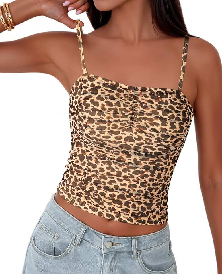 Women's Floral Spaghetti Strap Tank Top with Square Neck
