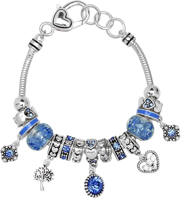 Multi-Color Birthstone Charm Beaded Bracelet
