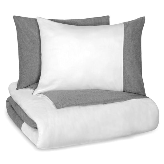 Kindsley Chambray Soft Modern 3 Piece Solid Duvet Cover Set with Two Pillow Shams, Full/Queen, Black