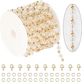 16.4 Feet Gold Plated Brass Beaded Necklace Chain