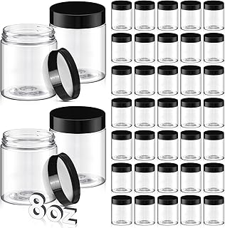 40 Pack Clear 8 oz Plastic Storage Jars with Lids