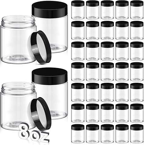 40 Pack Clear 8 oz Plastic Storage Jars with Lids