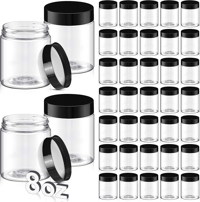 40 Pack Clear 8 oz Plastic Storage Jars with Lids