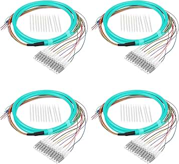 Set of four 1.2m multimode fiber optic pigtails with 12 strands