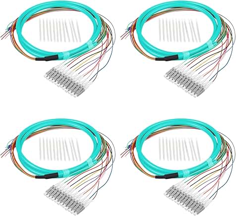 Set of four 1.2m multimode fiber optic pigtails with 12 strands