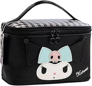 Black Kuromi PU Makeup Bag with Handle