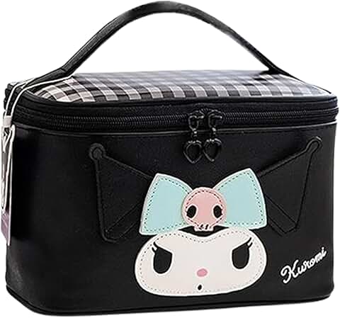 Black Kuromi PU Makeup Bag with Handle