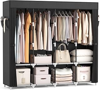 Large 67-Inch Portable Wardrobe with Shelves and Cover