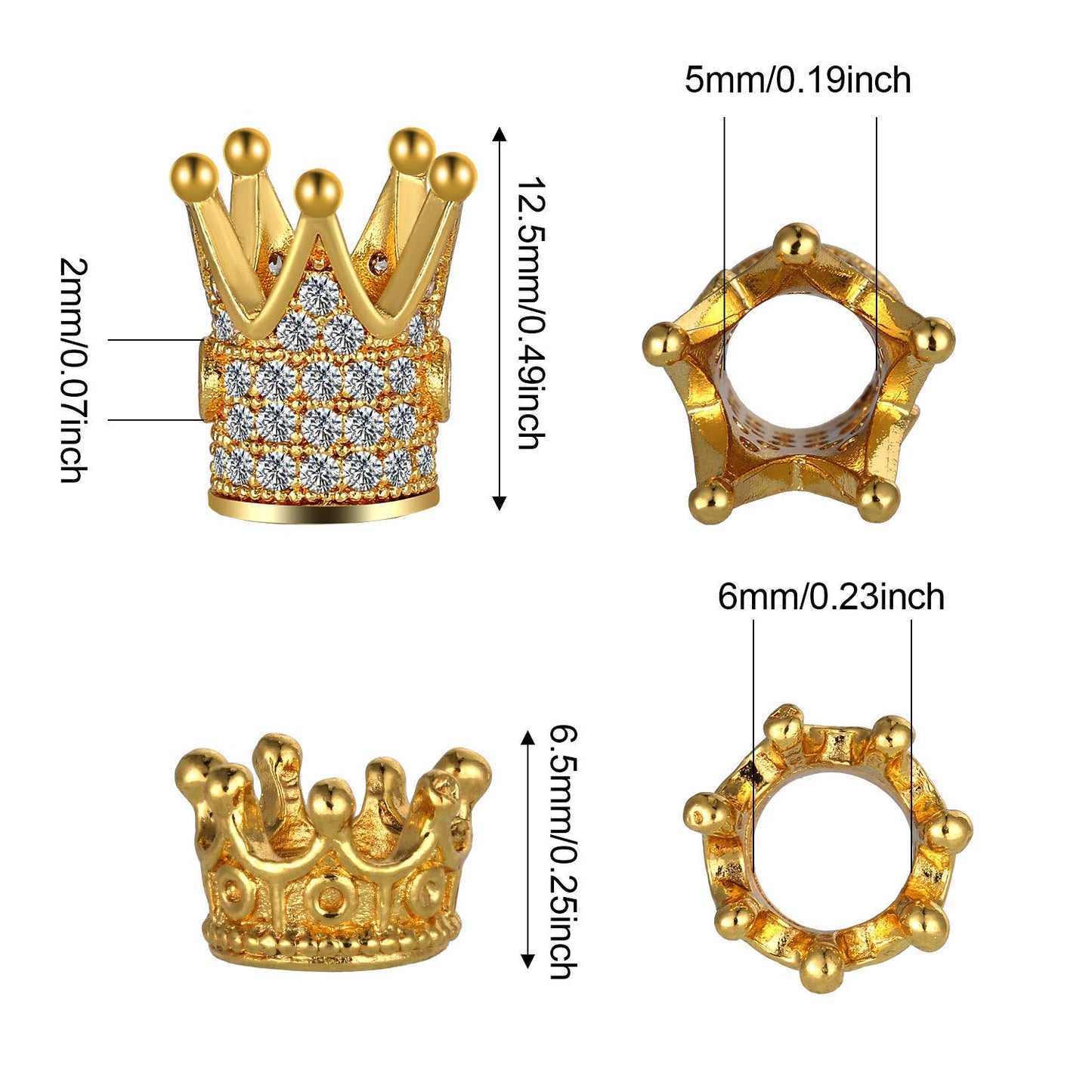 80 Pieces Crown Charm Beads for Jewelry Making and Crafts