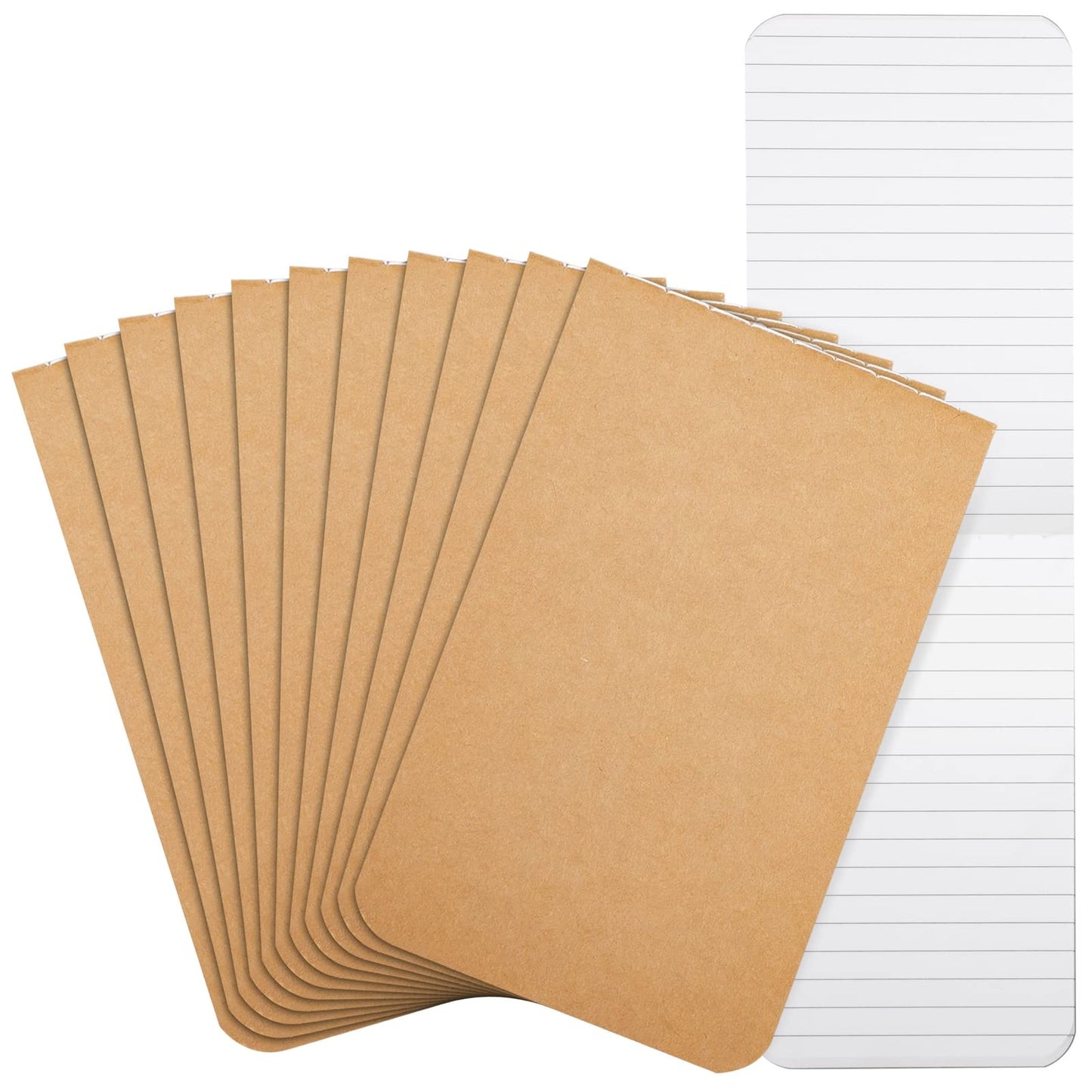 12 Brown Kraft Pocket Notebooks, 2.7 x 4.5 inches