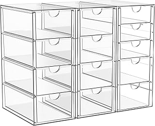 Acrylic Makeup and Office Organizer, 13 Drawers, 3 Pack
