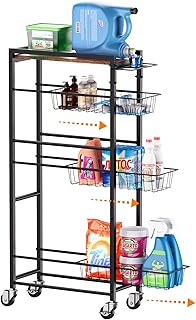 Slim 4-Tier Rolling Storage Cart with Pull-Out Baskets
