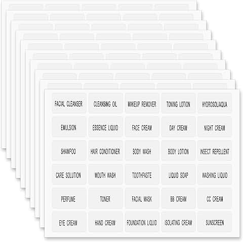 120 Waterproof Labels for Bottles and Toiletries