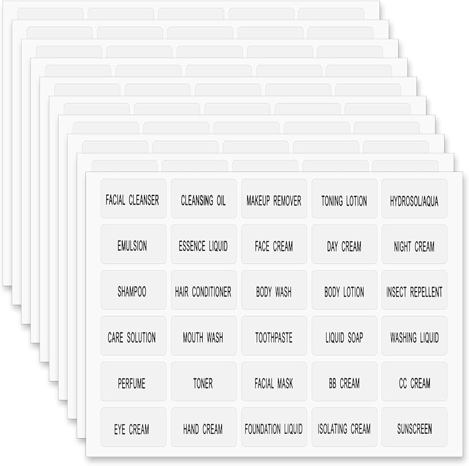 120 Waterproof Labels for Bottles and Toiletries