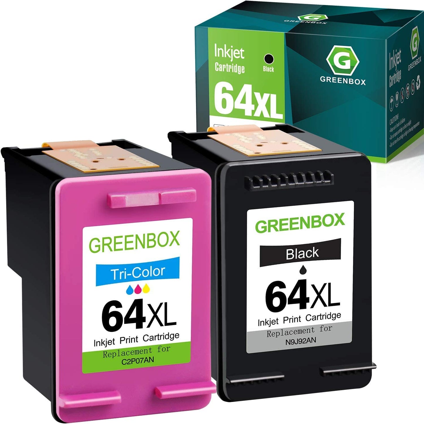 Remanufactured High-Yield 64 Ink Cartridge Replacement for HP 64XL for HP Envy Photo 7155 7855 6255 7120 6252 6220 6230 6258 7158 7130 7132 7164 7858 7800 6222 Printer (1 Black 1 Tri-Color)