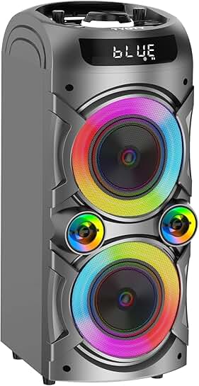 Large 100W Portable Bluetooth Speaker with Deep Bass and LED Lights