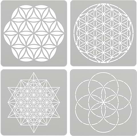 Set of 4 Reusable Sacred Geometry Metal Stencils