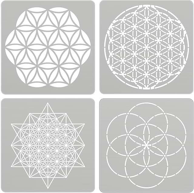Set of 4 Reusable Sacred Geometry Metal Stencils