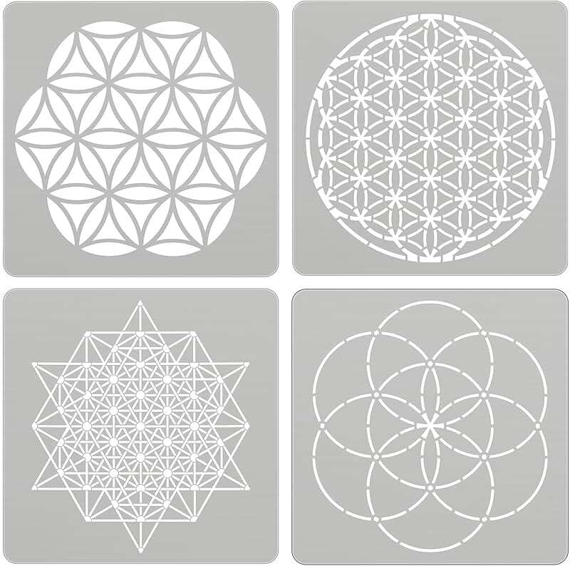 Set of 4 Reusable Sacred Geometry Metal Stencils