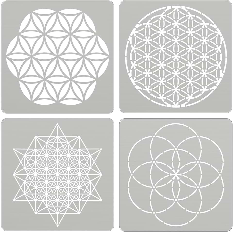 Set of 4 Reusable Sacred Geometry Metal Stencils