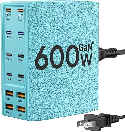 600W 12-Port USB-C Charging Station with Dual 100W PD