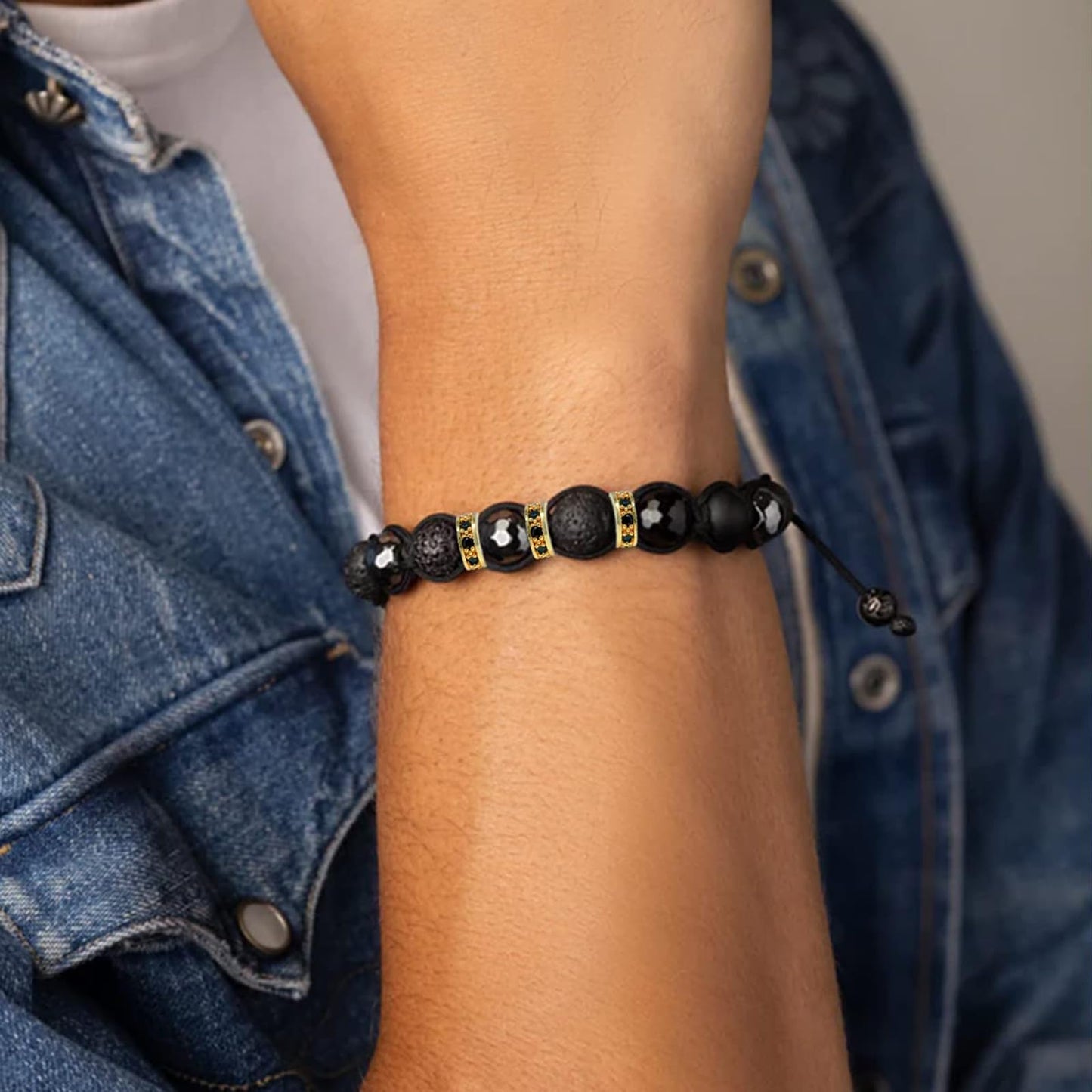 10 Pieces Gold and Black Zircon Spacer Beads for DIY Jewelry