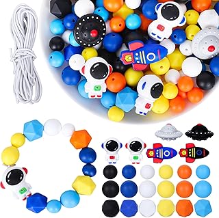 96-Piece Space Theme Silicone Beads for Crafts and Jewelry