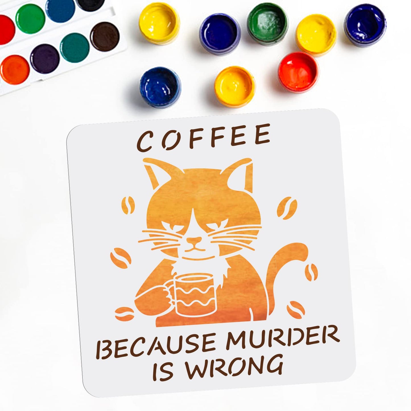 Cat Coffee Wall Art Template 11.8x11.8in