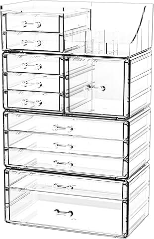Acrylic Clear Makeup and Skincare Organizer with 11 Drawers
