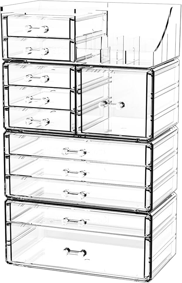 Acrylic Clear Makeup and Skincare Organizer with 11 Drawers