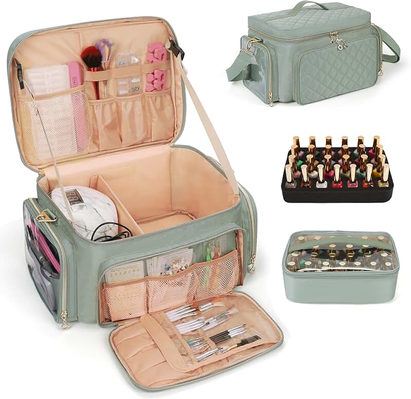 Green Nail Polish and Lamp Storage Case