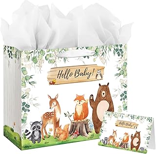 Large 13-inch Baby Gift Bag with Handle and Tissue Paper