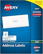 White 1" x 2-13/16" Printable Address Labels, 3,300 Sheets