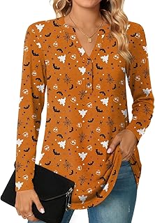 Women's Long Sleeve V-Neck Henley Tunic Top
